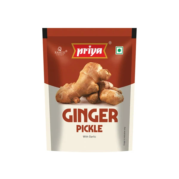 Priya Ginger Pickle with Garlic - 40g Sachet (Pouch Pack of 10)