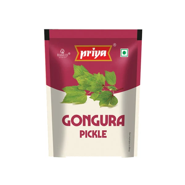 Priya Gongura Pickle with Garlic - 40g Sachet (Pouch Pack of 10)
