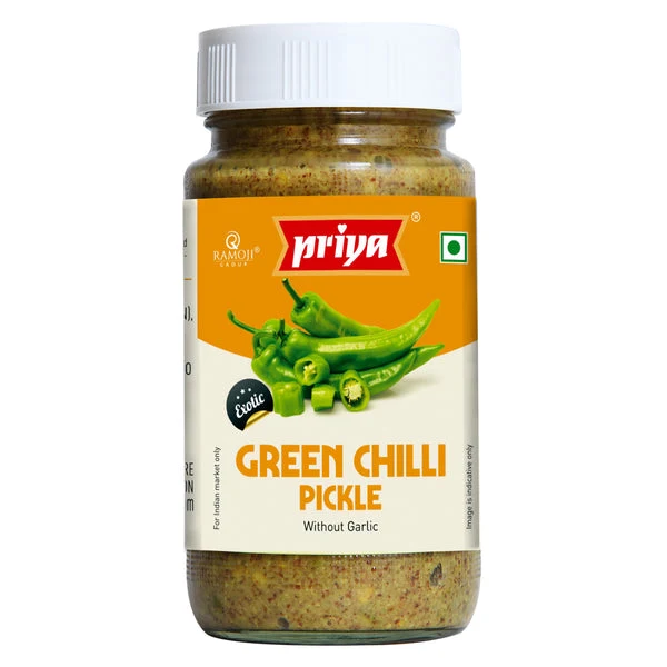 Priya Green Chilli (Sliced) Pickle Without  Garlic 300g