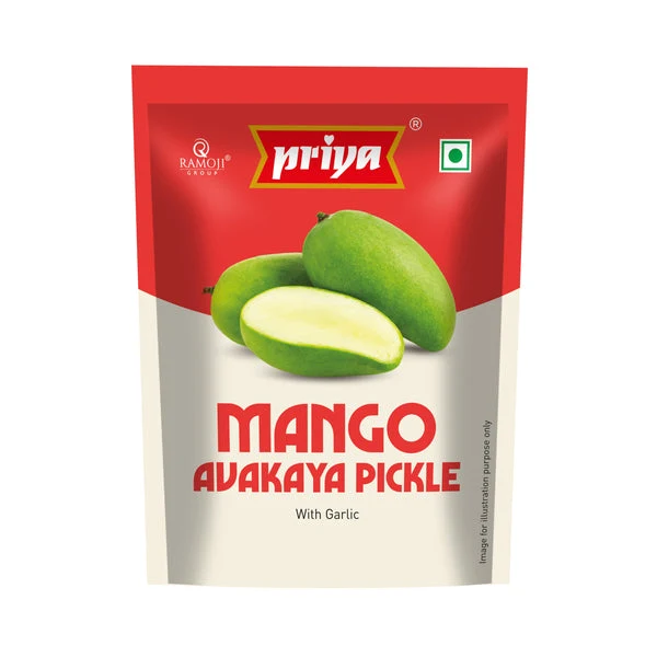 Priya Mango avakaya Pickle with Garlic - 40g Sachet (Pouch Pack of 10)